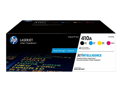 HP 410A (CF410AQ) Black, Cyan, Magenta & Yellow Original LaserJet Toner Cartridges (4-pack), CF410AQ, 37264229, Toner and Imaging Components - OEM