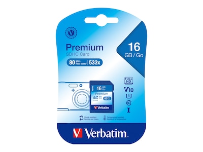 Verbatim 16GB SDHC Flash Memory Card, Class 10, 96808, 9191894, Memory - Flash Verbatim 16GB SDHC Flash Memory Card, Class 10, 96808, 9191894, Memory - Flash