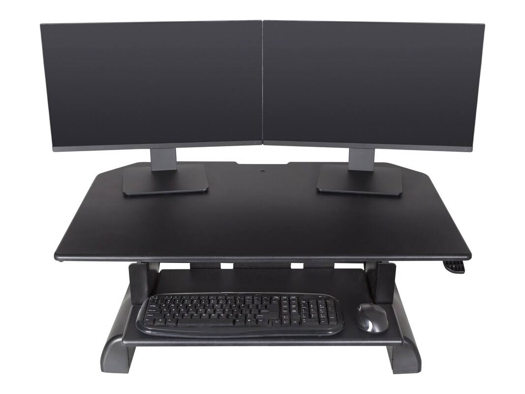 Ergotech Fully Assembled Sit Stand Desktop Workstation Black Fdm Ergotech Fully Assembled Sit Stand Desktop Workstation Black