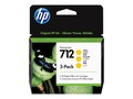 HP 712 3ED79A Yellow 3 pack DesignJet ink, 3ED79A, 41172515, Ink Cartridges & Ink Refill Kits - OEM