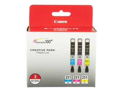 Canon CLI-251 XL 3 Color Pack, 6449B009, 15732538, Ink Cartridges & Ink Refill Kits - OEM