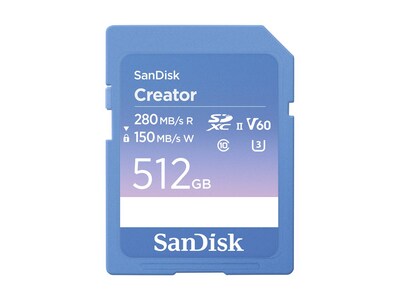 SanDisk 512GB Creator SDXC UHS-II Card, Class 10, SDSDXEP-512G-GNCIS            , 41953260, Memory - Flash