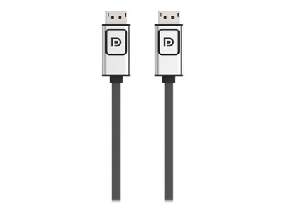 Belkin 4K at 60Hz DisplayPort (M) to DisplayPort (M) Display Cable with Latches, Black Silver, 6ft, F2CD000B06-E, 8548409, Cables