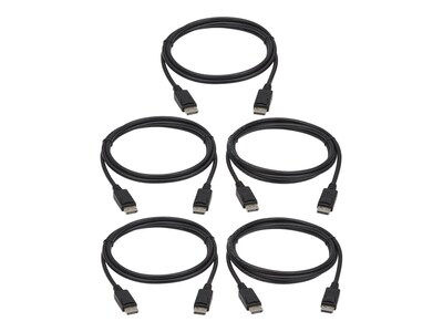 Eaton 4K@60Hz DisplayPort M M Digital Audio Video Monitor Cable with Latches, Black, 6ft, 5-Pack, P580-006-5PK                  , 42037710, Cables