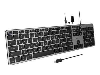 Macally Wired USB-C Keyboard with USB Ports, UCZKEYHUBACSG, 41519291, Keyboards & Keypads