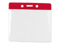Brady Clear Vinyl Horizontal Badge Holder with Red Color Bar, 4.38 x 3.63, 100-Pack, 1820-1206                     , 42076882, Office Supplies