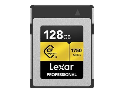 Lexar 128GB Professional GOLD CFexpress Type B Card , LCXEXPR128G-RNENG             , 41886229, Memory - Flash