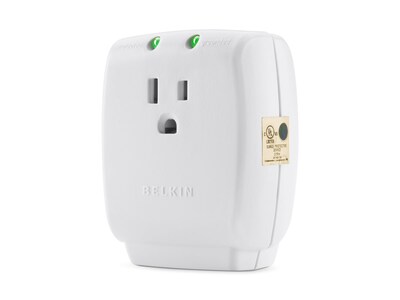 Belkin 1-Outlet 885J Straight Plug Surge Cube w  Wall Mount - White , F9H100-CW, 300259, Surge Suppressors
