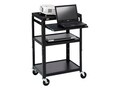 Bretford Manufacturing Adjustable AV Cart with Pull-Out Notebook Shelf, Black, A2642NS-P5, 9098905, Furniture - Miscellaneous