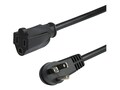 StarTech.com Right Angle NEMA 5-15P to NEMA 5-15R 13A 125V Power Extension Cord, 3ft, PAC101R3, 36179153, Power Cords