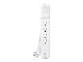 CyberPower 4-Outlet NEMA 5-15R Surge Suppressor w 2x USB-A and 3ft Cord, White, P403URC1 , 42094940, Surge Suppressors CyberPower 4-Outlet NEMA 5-15R Surge Suppressor w 2x USB-A and 3ft Cord, White, P403URC1 , 42094940, Surge Suppressors