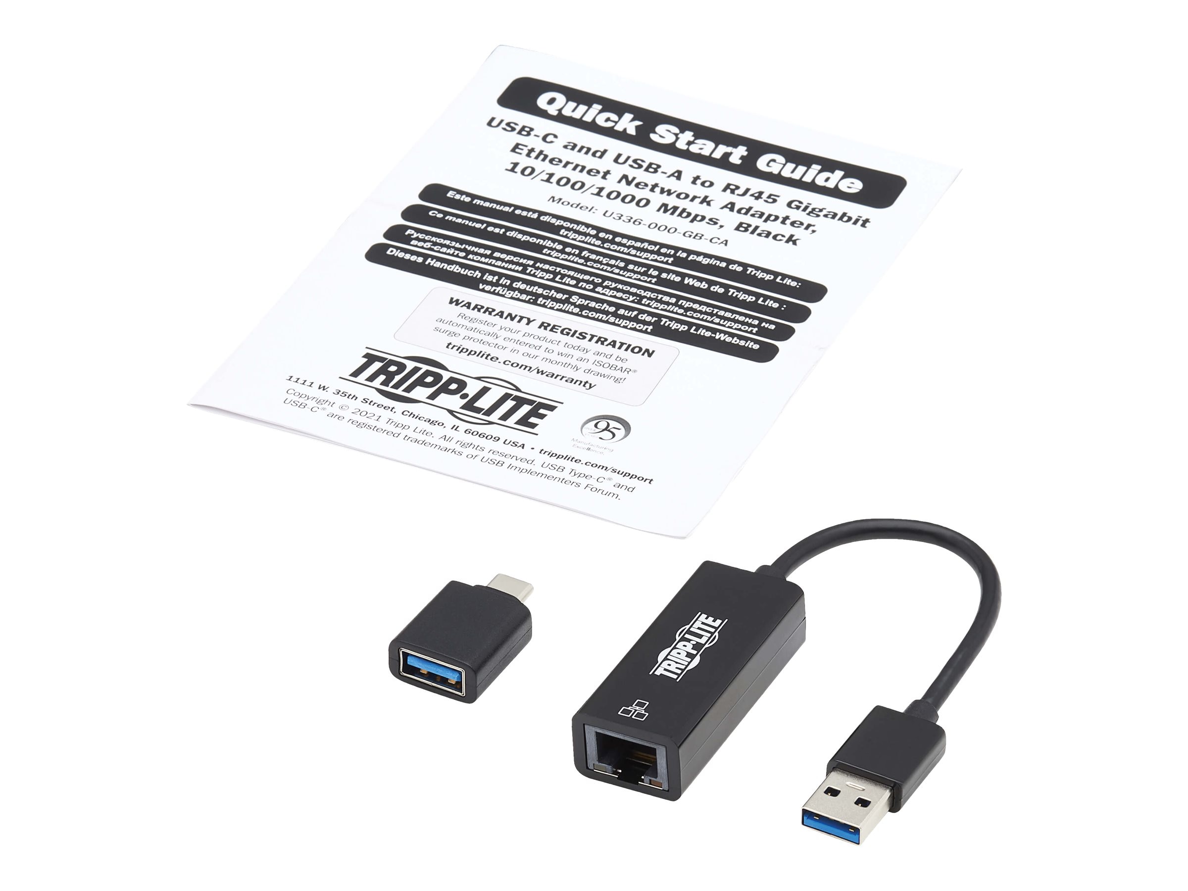 USB-C/USB-A to RJ45 1Gb Ethernet Dongle