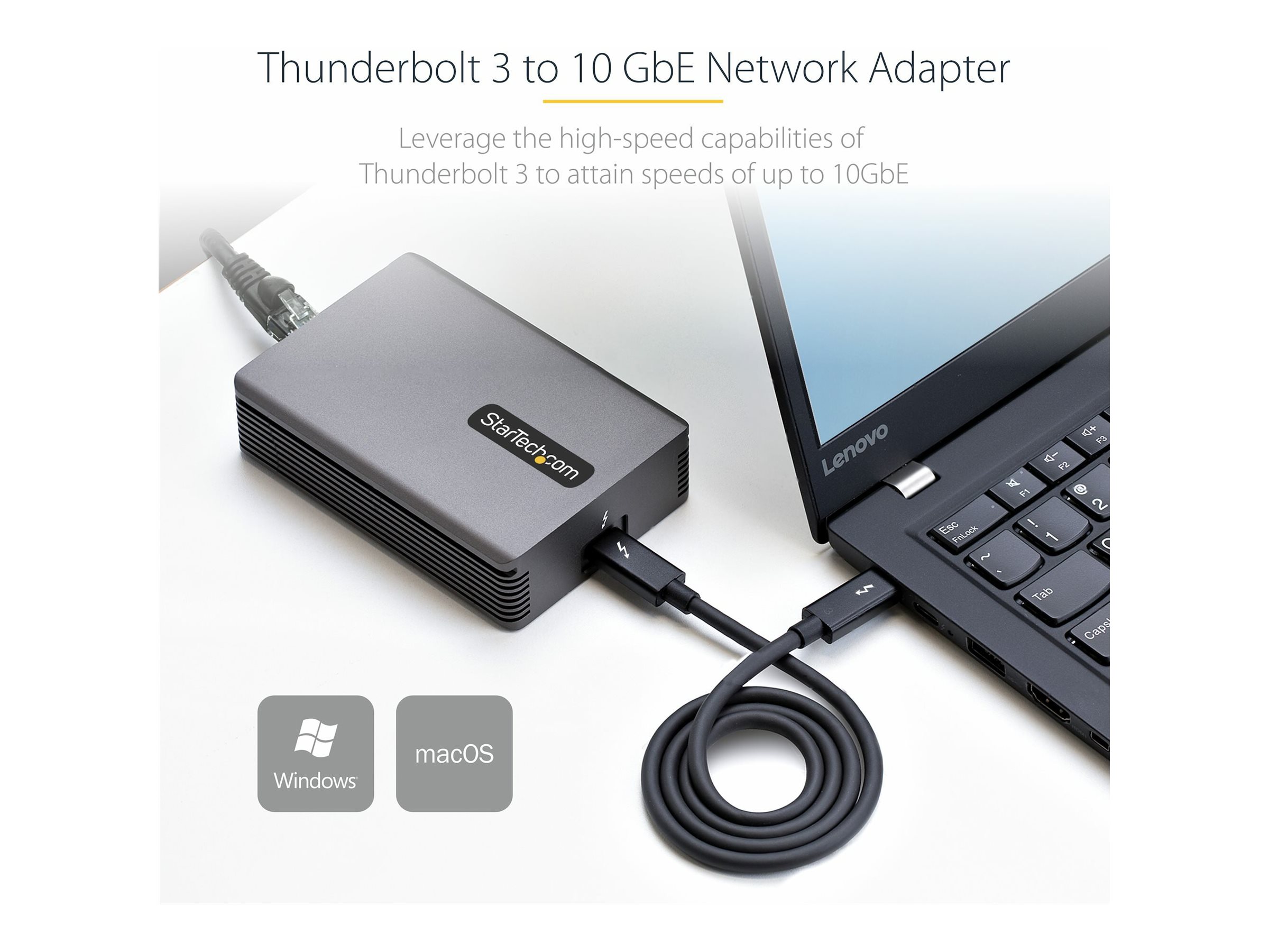 StarTech.com 10GbE Thunderbolt 3 to RJ-45 Ethernet Network Adapter NIC