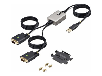 StarTech.com 2-Port USB-A to DB9 RS-232 Serial Adapter Cable w  Interchangeable DB9 Screws Nuts, 13ft, 2P6FFC-USB-SERIAL, 41760392, Cables