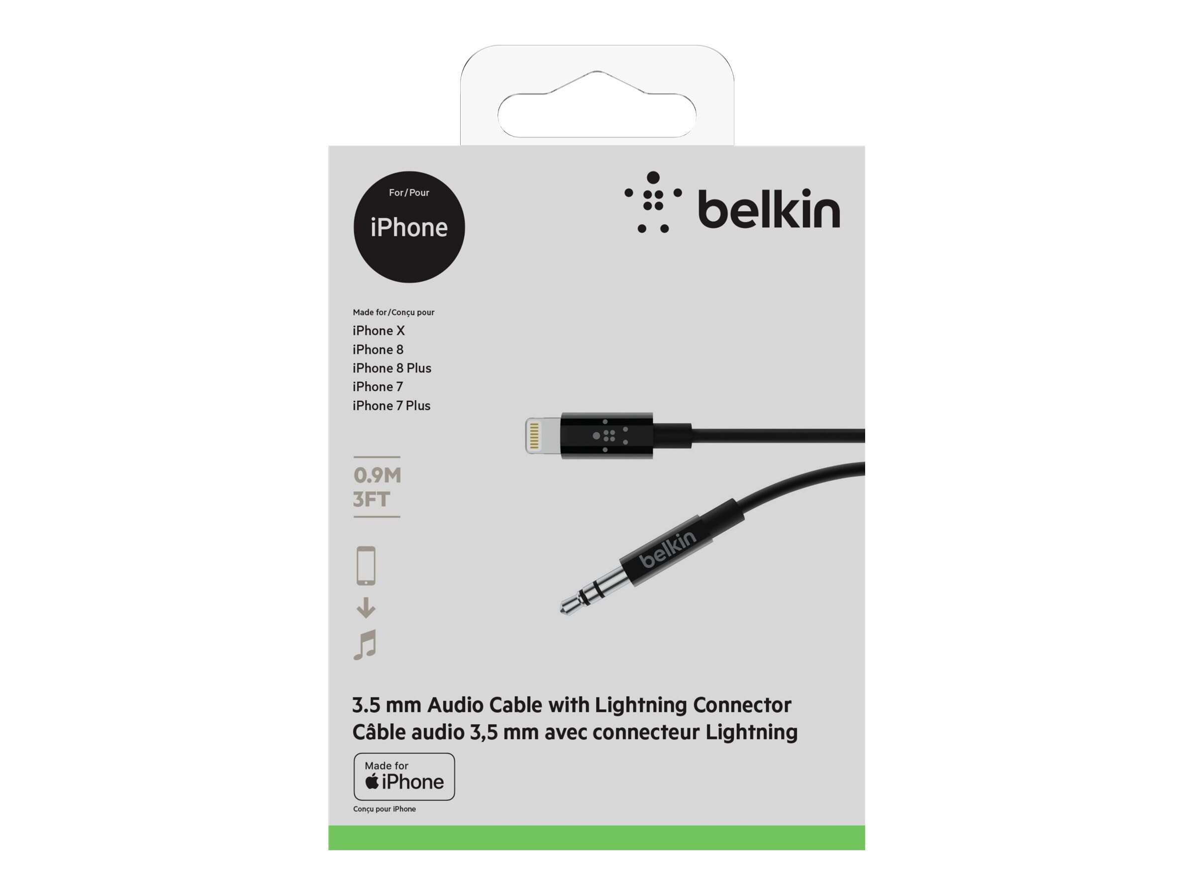 Belkin 3.5 mm Audio Cable with Lightning Connector, Black