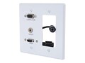 C2G Double-Gang Wall Plate w  Decorative Cutout, HDMI VGA 3.5mm Audio Pass-Through, White, 39877, 37471041, Premise Wiring Equipment