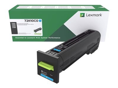 Lexmark Cyan Return Program Toner Cartridge for CS820, CX820, CX825 & CX860 Series, 72K10C0, 31440113, Toner and Imaging Components - OEM