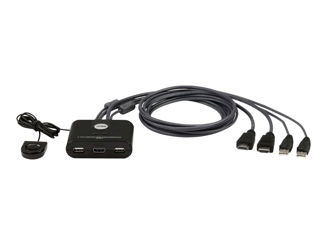 hvad som helst Produkt Få kontrol Aten 2-Port USB FHD HDMI Cable KVM Switch (CS22HF)