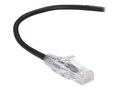 Black Box Slim-Net CAT6A 28AWG 500MHz UTP Snagless Patch Cable, Black, 12ft, C6APC28-BK-12, 34611352, Cables