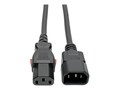 Tripp Lite Power Extension Cord, Locking C13 to C14 PDU Style - 10A, 250V, 18 AWG, 2 ft, Black, P004-L02, 36206191, Power Cords