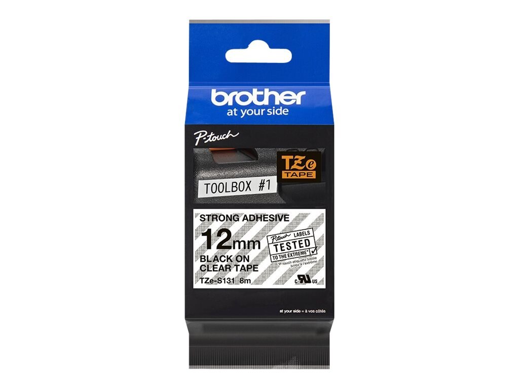Black on Clear Extra Strength Adhesive Tape Compatible Brother TZ S131 Tze S131 