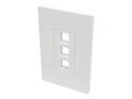Tripp Lite Single-Gang Universal Keystone Wallplate, 3-Port, White , N080-103, 32466972, Premise Wiring Equipment