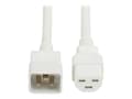 Eaton 20A 250V 12AWG C20 to C21 Heavy-Duty Power Cord, White, 3ft, P035-003-AWH                  , 41910890, Power Cords