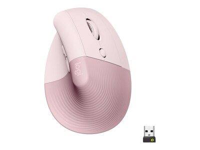 Logitech Lift Vertical Wireless Ergonomic Mouse with 4 Customizable Buttons, Rose, 910-006472, 41426977, Mice & Cursor Control Devices