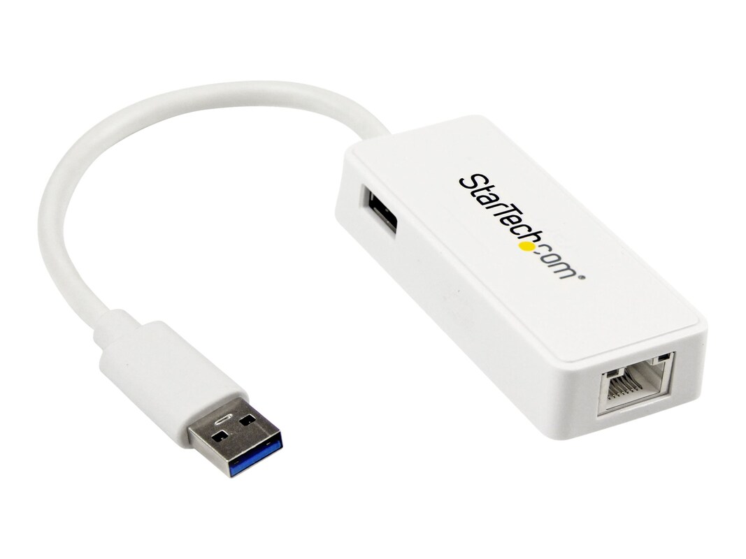 StarTech.com USB 3.0 Ethernet Adapter NIC with USB Port - White  (USB31000SPTW)