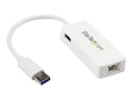 StarTech.com USB 3.0 Ethernet Adapter NIC with USB Port - White, USB31000SPTW, 16245432, Network Adapters & NICs