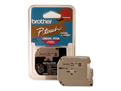 Brother M Metallic Color Tape, Black on Silver, 1 2, M931, 132430, Paper, Labels & Other Print Media Brother M Metallic Color Tape, Black on Silver, 1 2, M931, 132430, Paper, Labels & Other Print Media