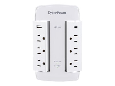 CyberPower SURPRO 900J 120V 6 Outlet 2 USB 3.6A Wal , CSP600WSURC5, 37267657, Surge Suppressors