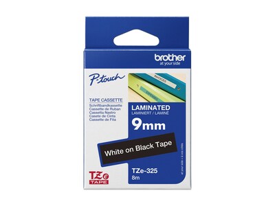 Brother 0.35 x 26.2' TZe325 White on Black Tape for P-Touch 8m, TZE-325, 12427992, Paper, Labels & Other Print Media