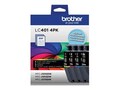 Brother Black, Cyan, Magenta & Yellow LC401 Ink Cartridges (4-pack), LC4014PKS                     , 41878180, Ink Cartridges & Ink Refill Kits - OEM