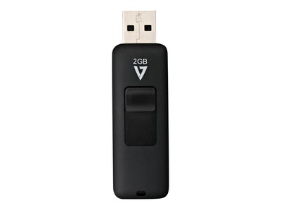 V7 2GB Retractable USB 2.0 Flash Drive, Black, VF22GAR-3N, 31506362, Flash Drives