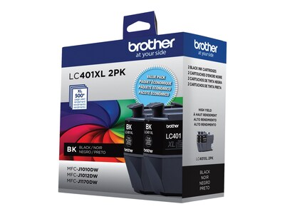 Brother Black LC401XL High Yield Ink Cartridges (2-pack), LC401XL2PKS, 41637075, Ink Cartridges & Ink Refill Kits - OEM