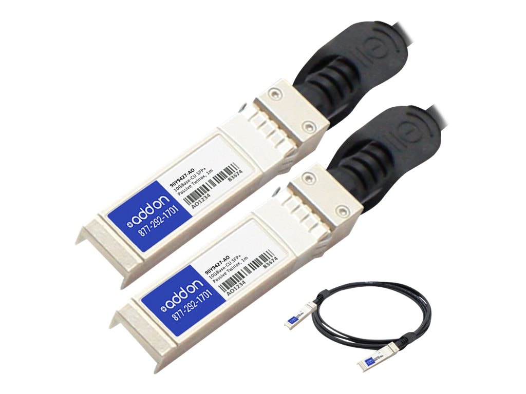 AddOn 10GBase-CU SFP+ Transceiver Twinax DAC Passive Cable, 1m (90Y9427-AO)