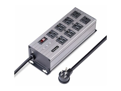 StarTech.com 8-Outlet 125V 15A NEMA 5-15P R Power Strip w  EMI RFI Isolation, Surge Protection, 12ft Power Cord, 8N515S12-POWER-STRIP          , 41871403, Power Strips