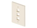 UNC 3-port Wall Plate, Single Gang, Ivory, WP-3P-IVY, 20078614, Premise Wiring Equipment