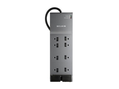 Belkin 8-Outlet 3550J R A Plug Surge Protector w  6ft Cord - Tel Prot - Gray - 20% off Instant Savings, BE108200-06, 7074846, Surge Suppressors