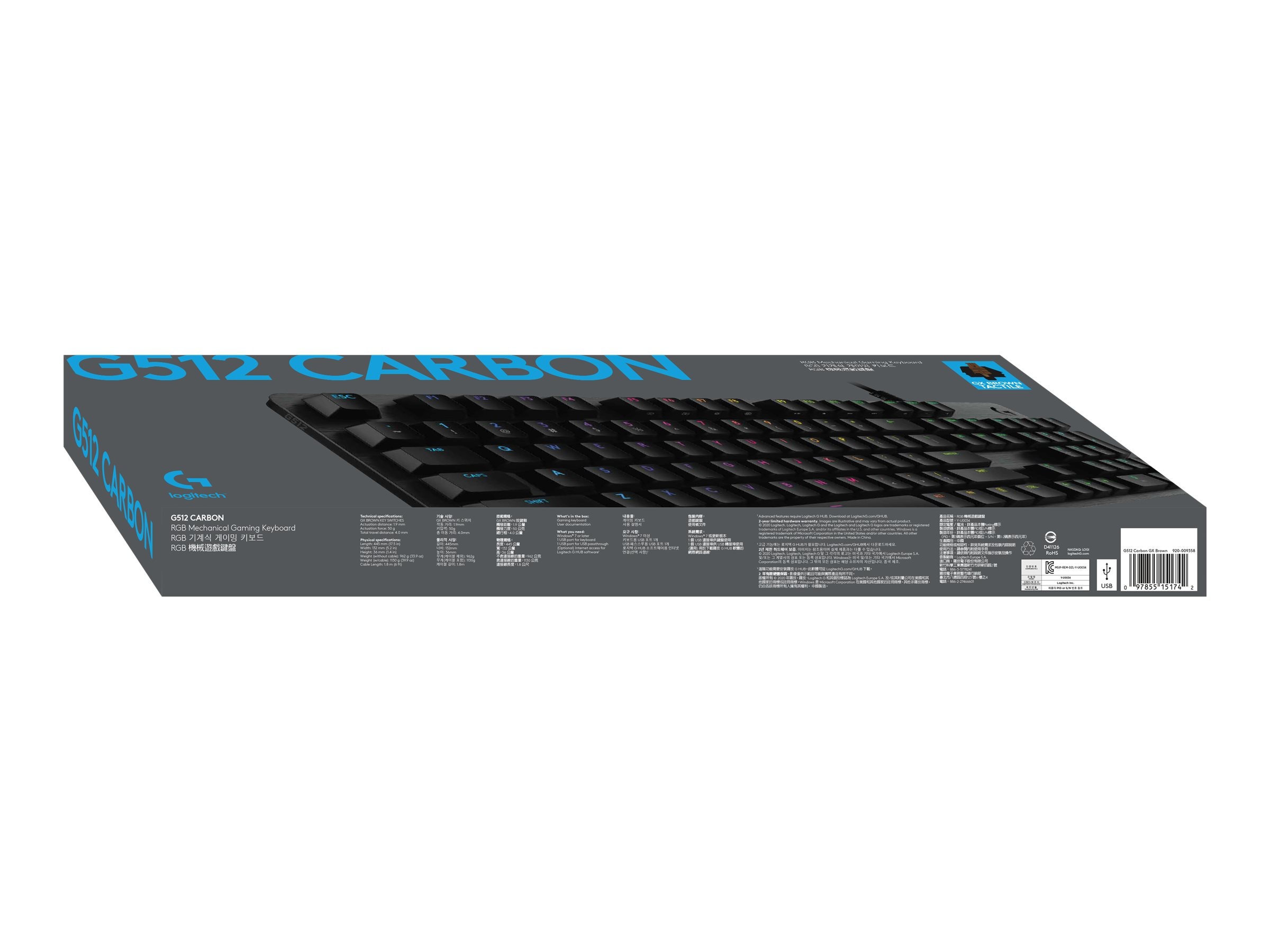 Logitech G512 Carbon Light Sync RGB Mechanical Gaming Keyboard with GX Red  Switches