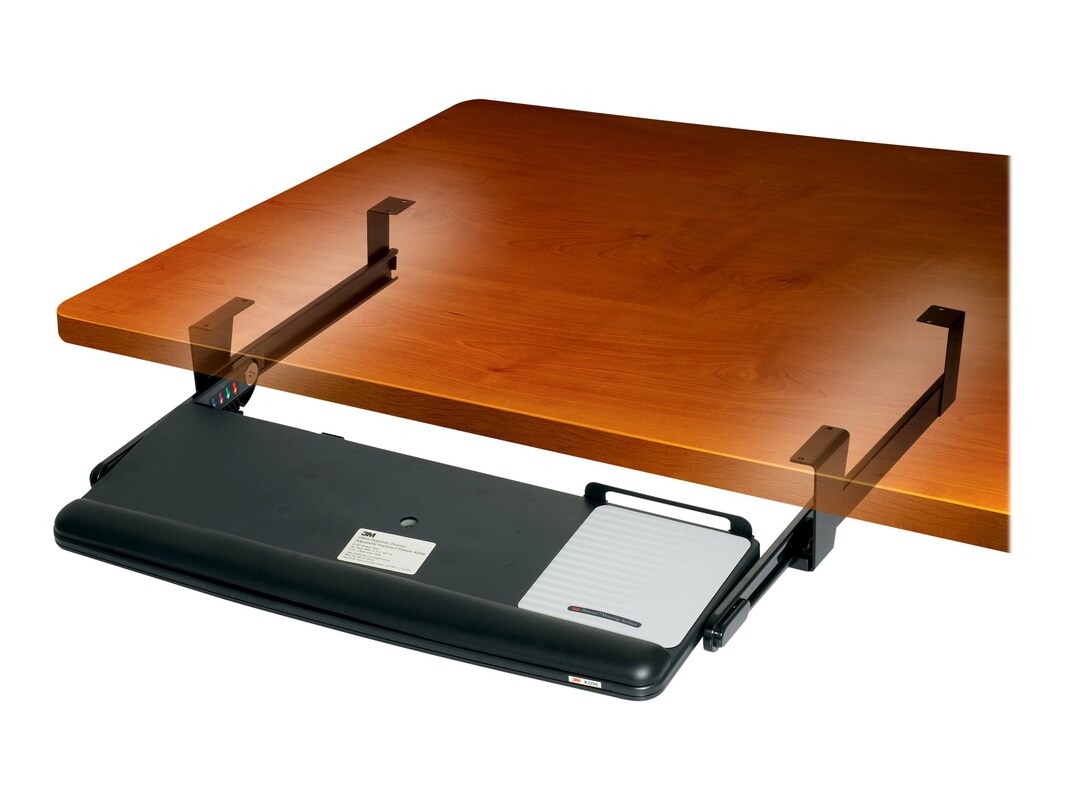 3m Adjustable Underdesk Keyboard Drawer Charcoal Gray And Black