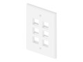 UNC 6-Port Wall Plate, Single Gang, White, WP-6P-WHT, 20078649, Premise Wiring Equipment