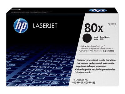 HP 80X (CF280X) High Yield Black Original LaserJet Toner Cartridge, CF280X, 13785572, Toner and Imaging Components - OEM