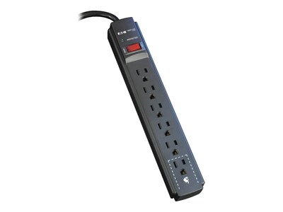 Tripp Lite Protect It! Surge (6) Outlet (Up to 3 Transformers) 6ft Cord 790 Joules, Black, TLP606B, 7895337, Surge Suppressors