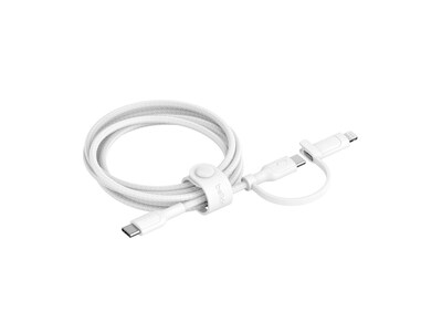 Belkin 60W 480 Mbps 2-in-1 USB-C to USB-C + Lightning M M Braided Cable, White, 1.5m, CAC003FQ1.5MWH                , 41860189, Cables