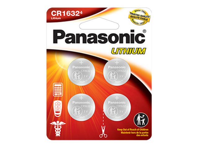 Panasonic CR2032 3V Lithium Coin Battery (Pack of 4)