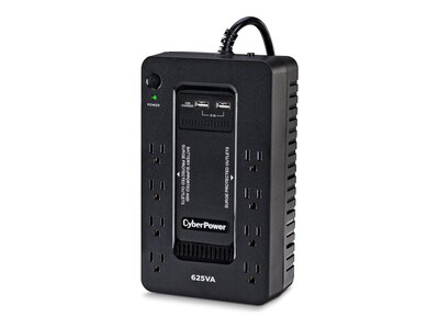 CyberPower 625VA 360W Standby UPS, 5-15P Input, (8) 5-15R Outlets, USB, Compact (ST625U), ST625U, 36003481, Battery Backup/UPS