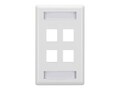Black Box GigaStation2 Wallplate, 4-Port Single-Gang, White, WPT476, 7639190, Premise Wiring Equipment Black Box GigaStation2 Wallplate, 4-Port Single-Gang, White, WPT476, 7639190, Premise Wiring Equipment