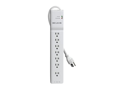 Belkin 7-Outlet 2320J Right Angle Plug Surge Protector w 6ft Cord - Tel Prot - White , BE107200-06, 7074934, Surge Suppressors Belkin 7-Outlet 2320J Right Angle Plug Surge Protector w 6ft Cord - Tel Prot - White , BE107200-06, 7074934, Surge Suppressors